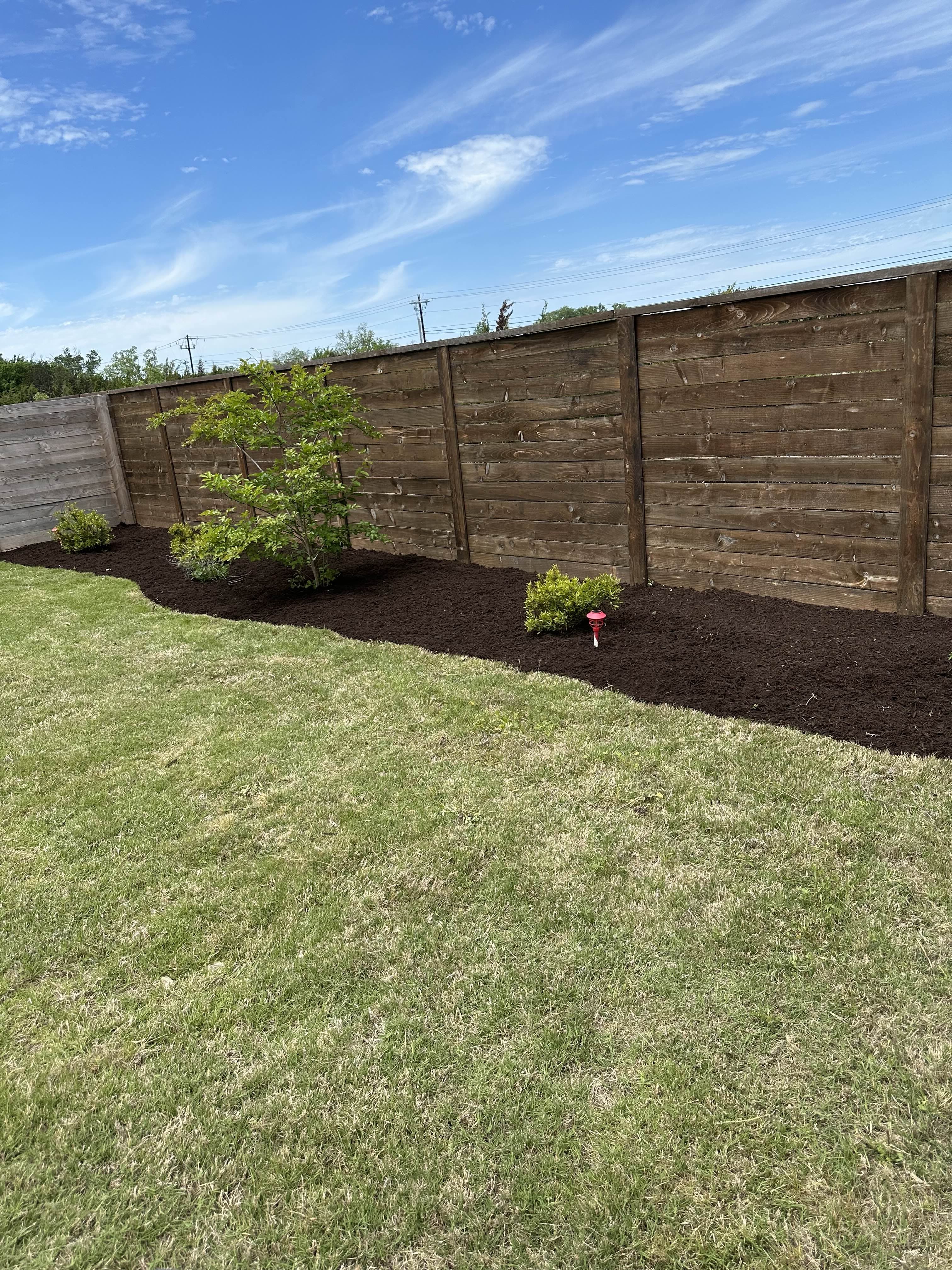 After - Just a touch of brown mulch can instantly elevate your yard, adding rich contrast and a clean, well-kept look to any landscape.